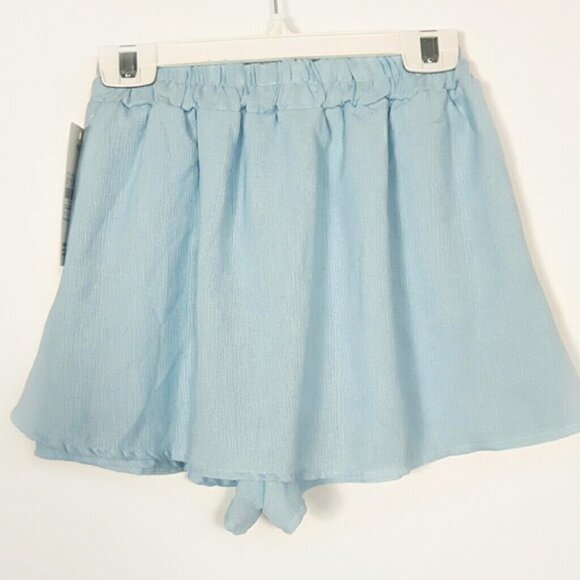 Blue Crepe Shorts Skirt Skort with Drawstring Waist b15 - Picture 7 of 8